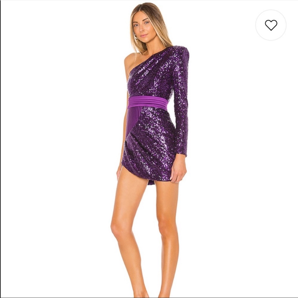 Zhivago One-Shoulder Purple Sequin Mini Dress